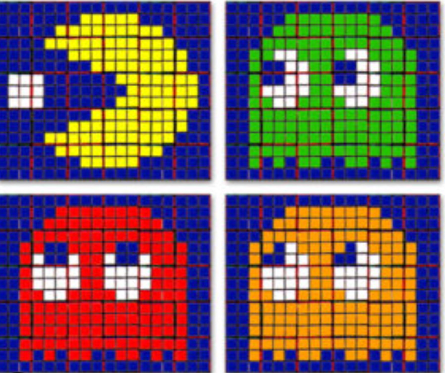Pac Man and Ghost Pixel Art (18X12)